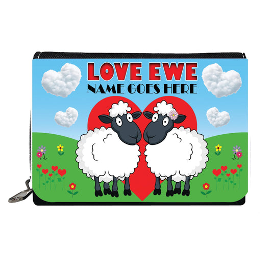 Love Ewe Male and Female Personalised Cute Sheep Purse
