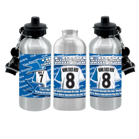 Tran(mere) Personalised Football Shirt Silver Aluminium Two Lid Unisex Water Bottle Gift