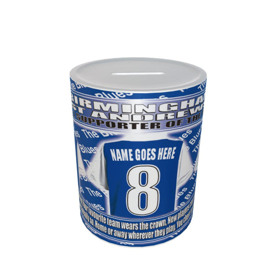Birmingham Football Shirt Personalised Ceramic Money Box Gift