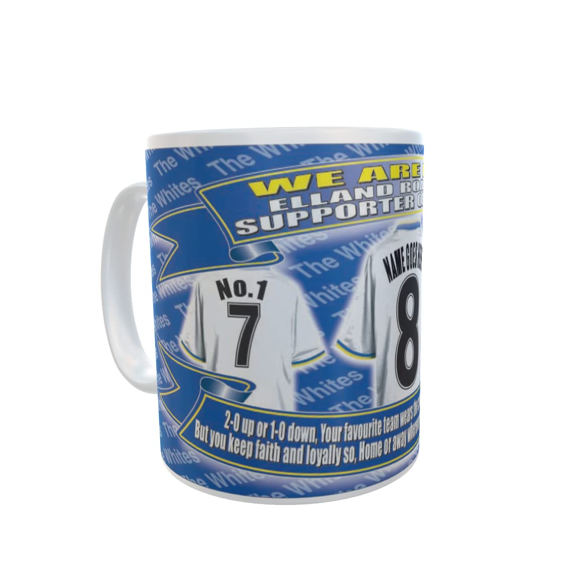 Leeds U Personalised Football Team Shirt Mug Gift with Chocolate Footballs