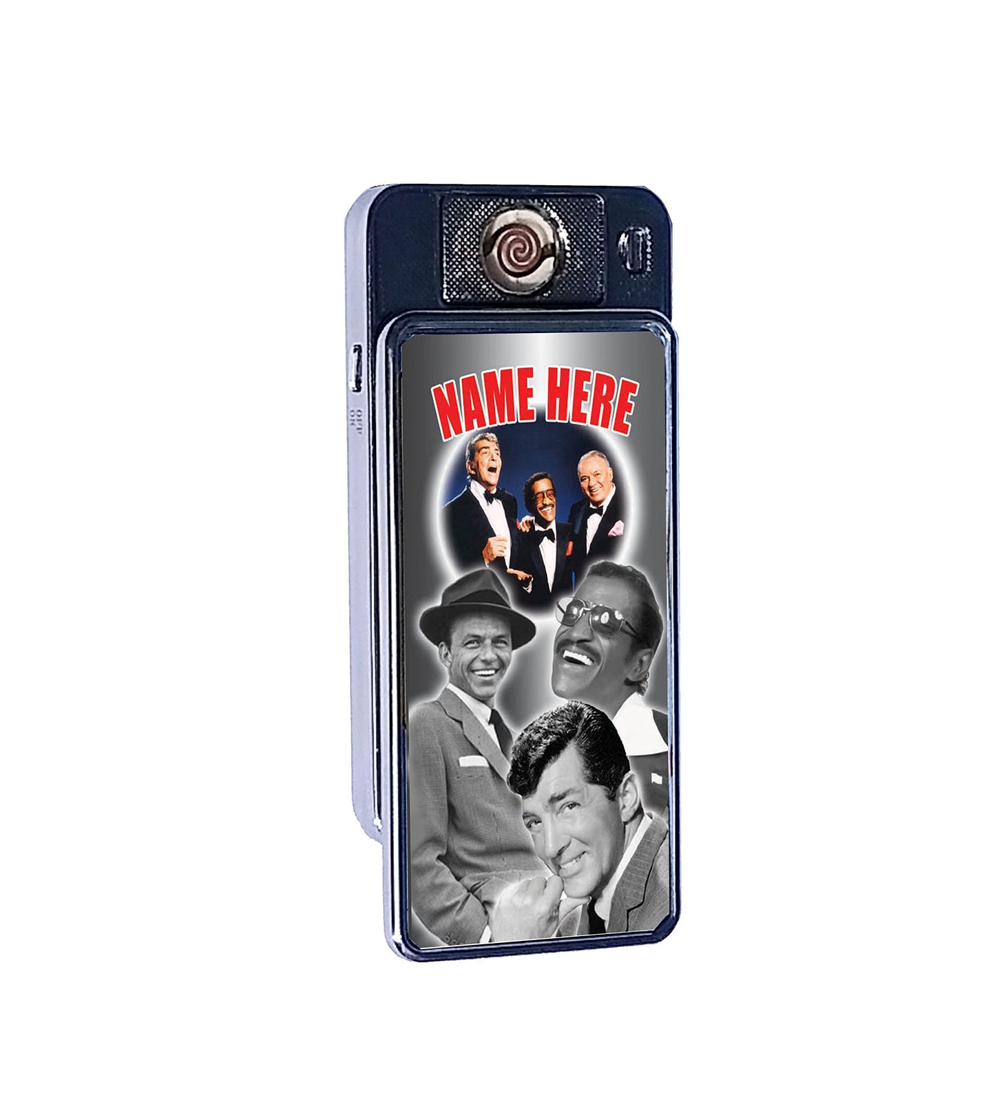 50s Crooners Personalised Icon Rechargeable Gift Boxed Silver Metal USB Lighter Stars-RatPack