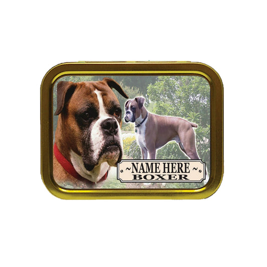 Boxer Dog Breed Personalised Tobacco Tin & Products Gift Set