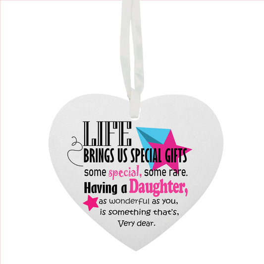 Daughter Life Brings Us Hanging Heart Ceramic Keepsake