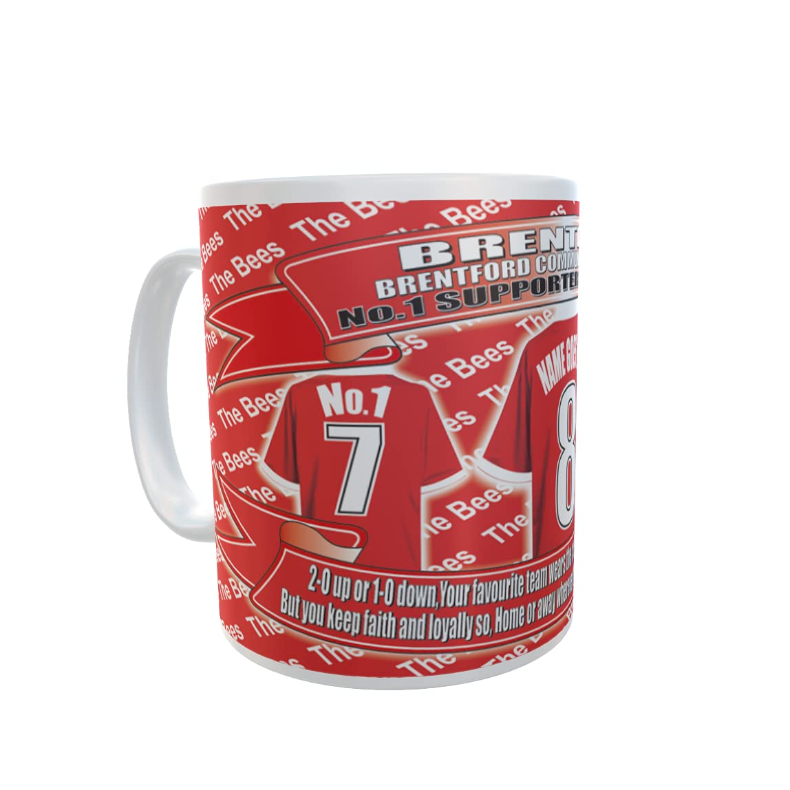 Brentford Personalised Football Team Shirt Mug Gift