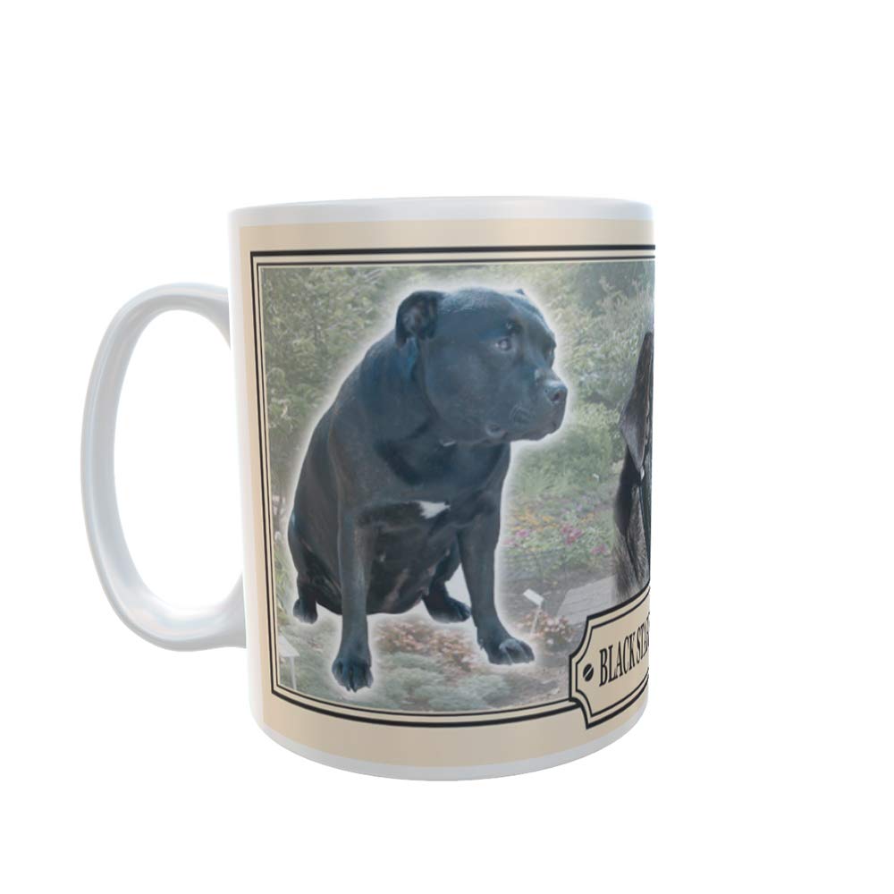 Black Staffordshire Bull Terrier Dog Breed Gift Mug with Treats