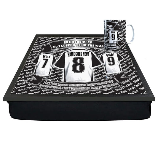 Der(by) Personalised Football Shirt Lap Tray And Mug Gift Set
