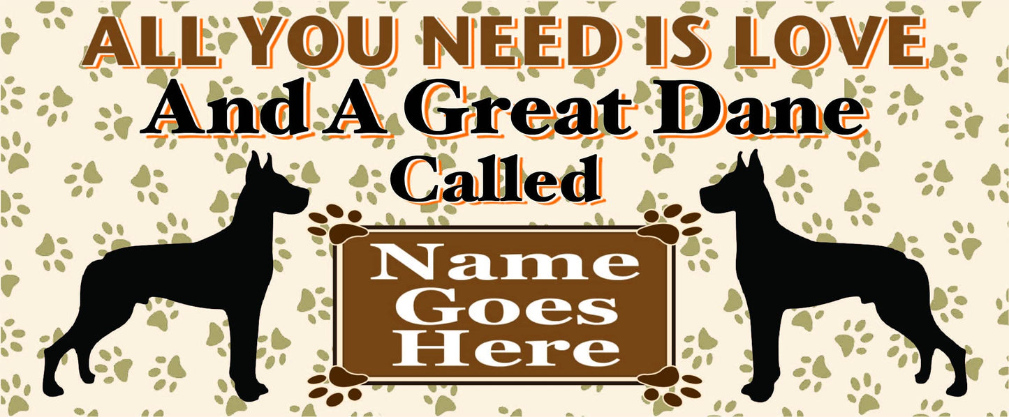 All You Need is Love and a Great Dane Dog Personalised Mug Gift