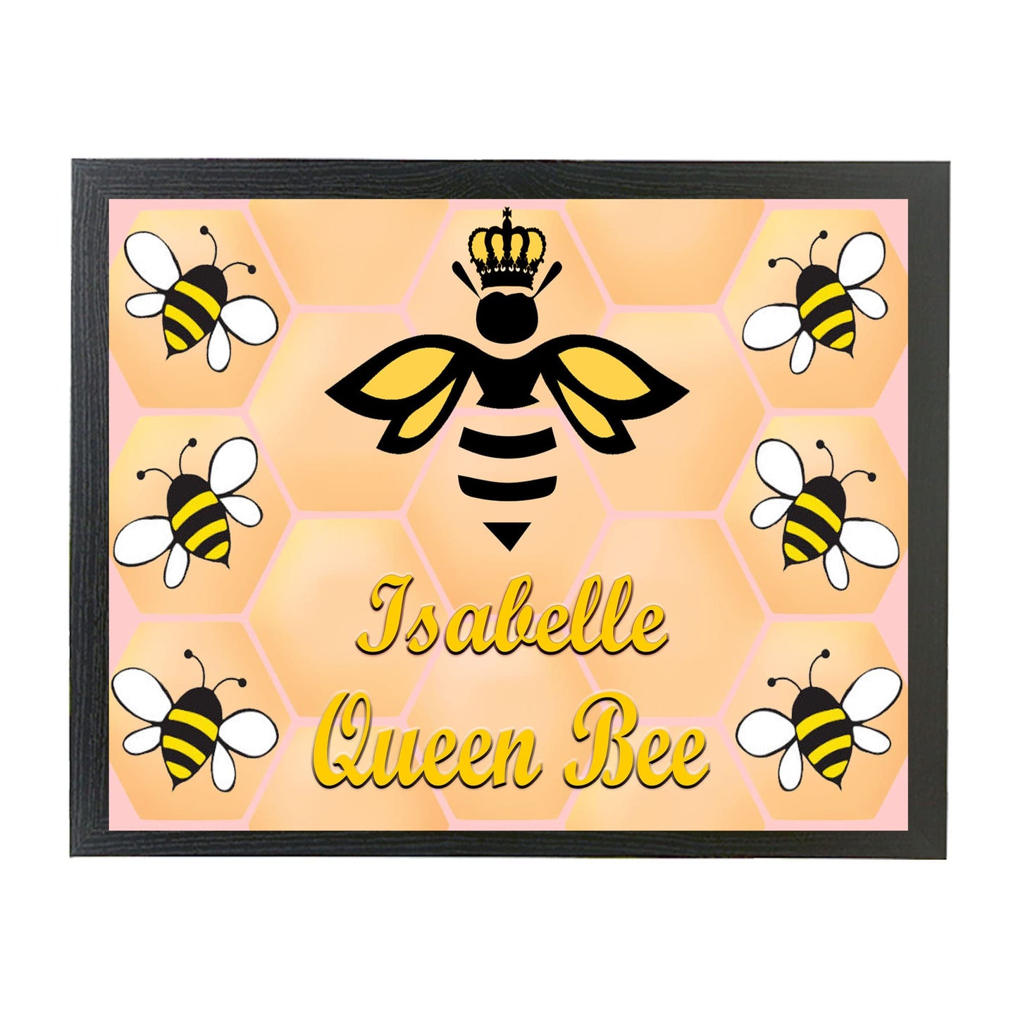 Queen Bee Honeycomb Design Personalised Soft Cushion Lap Tray Gift