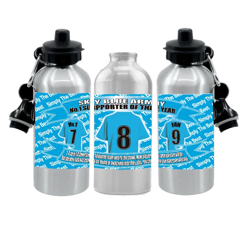 Coventry Football Shirt Silver Aluminium Two Lid Unisex Water Bottle Gift
