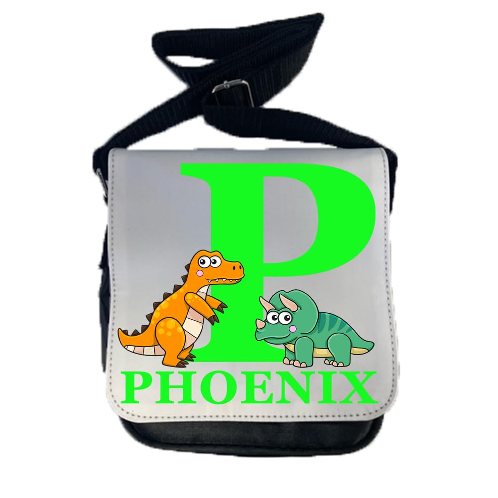 Kids Childrens Personalised Dinosaur T-Rex Tyrannosaurus Rex Triceratops School Messenger Bag