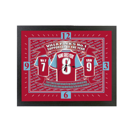 The Villa Personalised Football Shirt Clock Team-Aston Gift, Multicolour, M