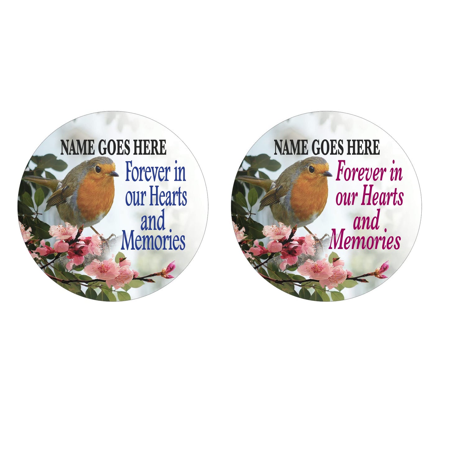 Robin Forever In Our Hearts & Memories Personalised Remembrance Memorial Ceramic Hanging Decoration