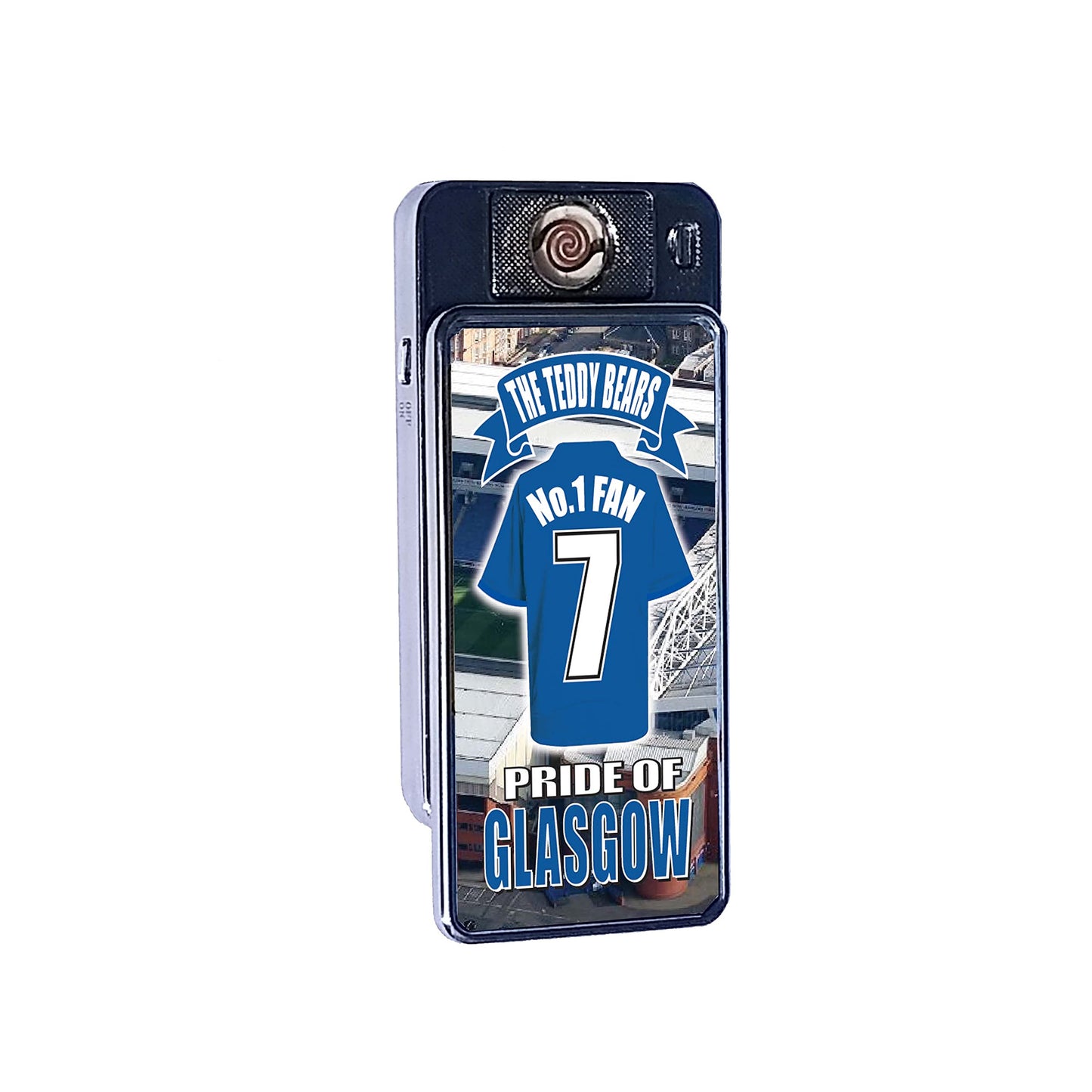 Glasgow The Teddy Bears No.1 Fan Football Shirt Rechargeable Gift Boxed Silver Metal USB Lighter Team-Rangers