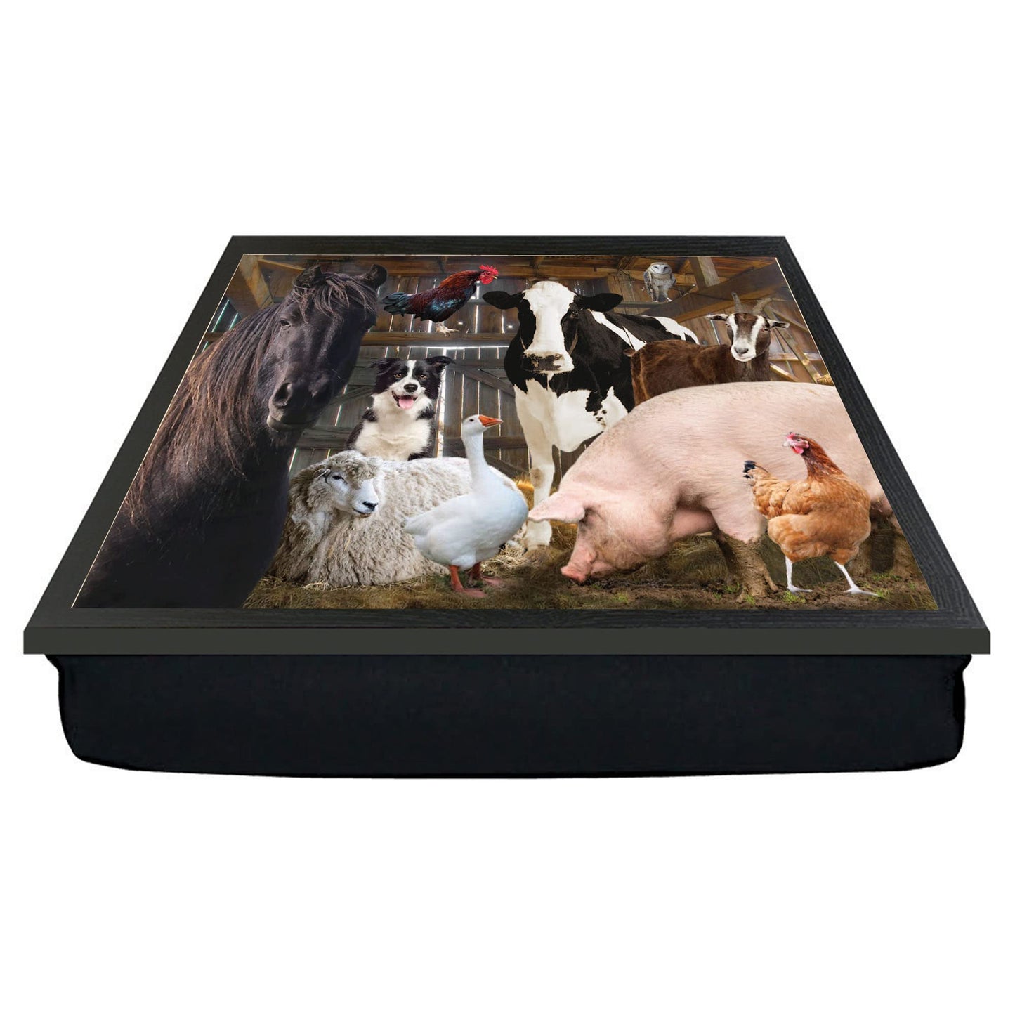 Farm Animals Barn Gathering Lap Tray Present Gift
