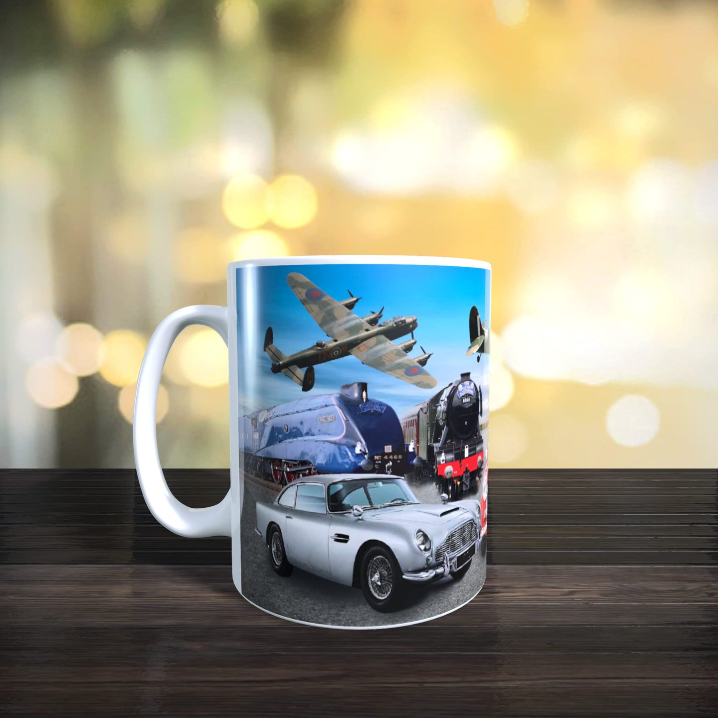 Planes Trains and Automobile Classic Car & Transport Icons Mug Gift