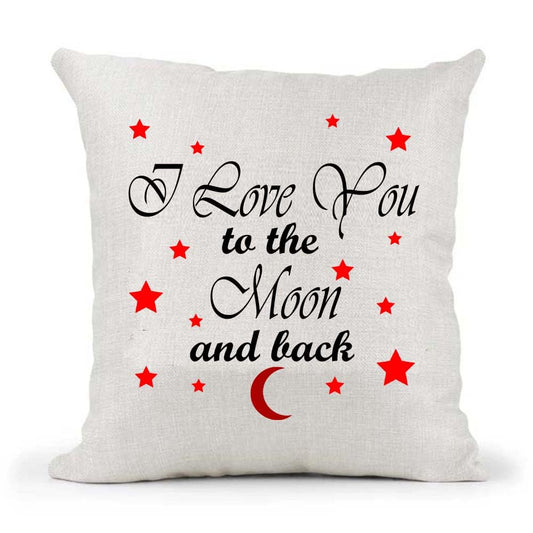 Red I Love You To The Moon And Back poem Mother's Father's Day Birthday Present Country Canvas Cushion Cover Gift