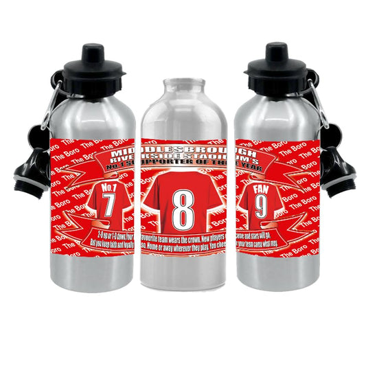 Middles(brough) Football Shirt Silver Aluminium Two Lid Unisex Water Bottle Gift