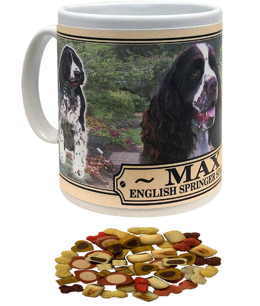 English Springer Spaniel Personalised Dog Breed Gift Mug with Treats