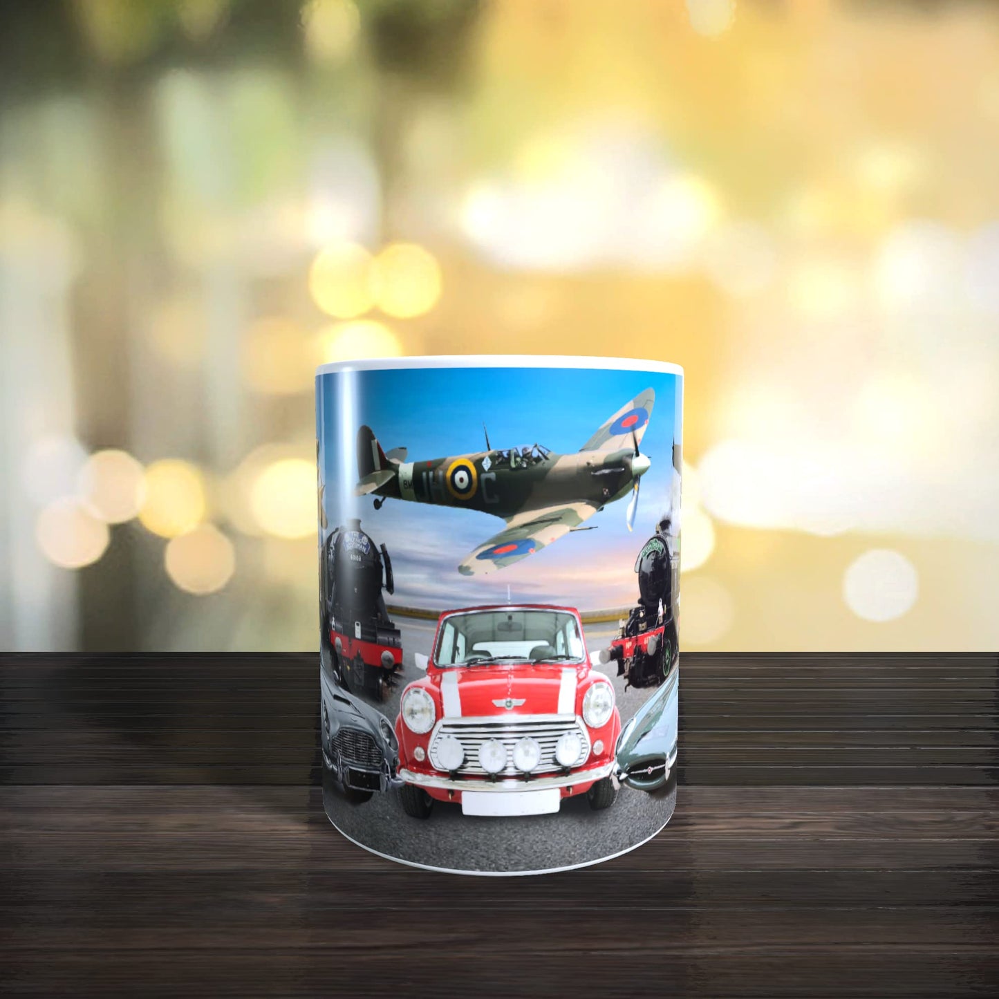 Planes Trains and Automobile Classic Car & Transport Icons Mug Gift