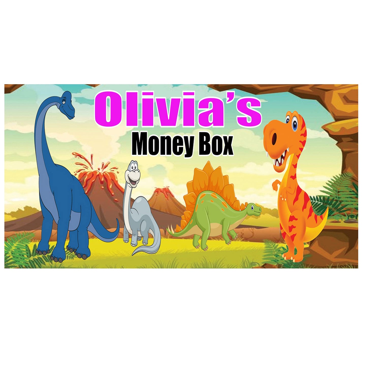 Personalised Kids Dinosaur Ceramic Piggy Bank Money Box Gift