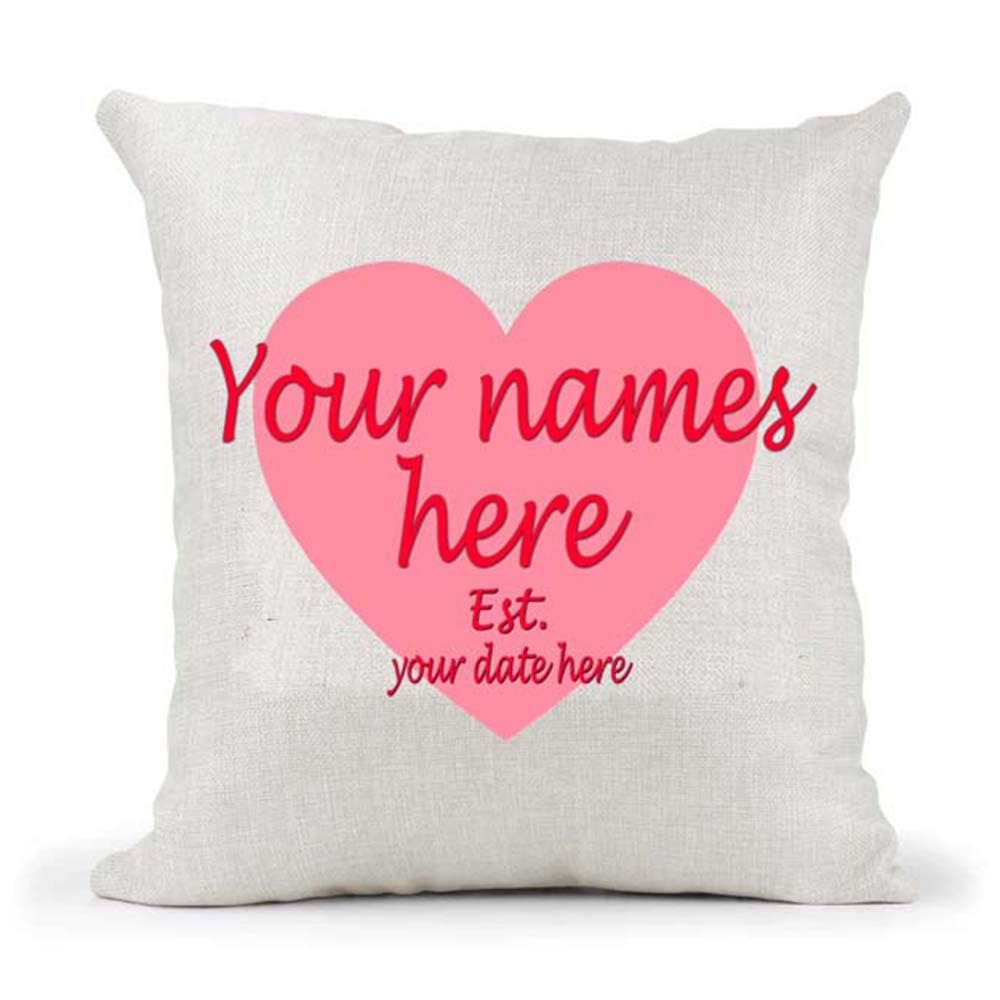 Personalised Your Name Names & Date Couple Anniversary Wedding Boyfriend Girlfriend Husband Wife Life Partner Valentine's Birthday Present Country Canvas Cushion Cover Gift