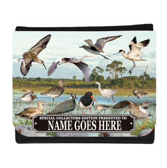 Personalised British Wetland Bird Ornithophile, Birder Wallet Gift