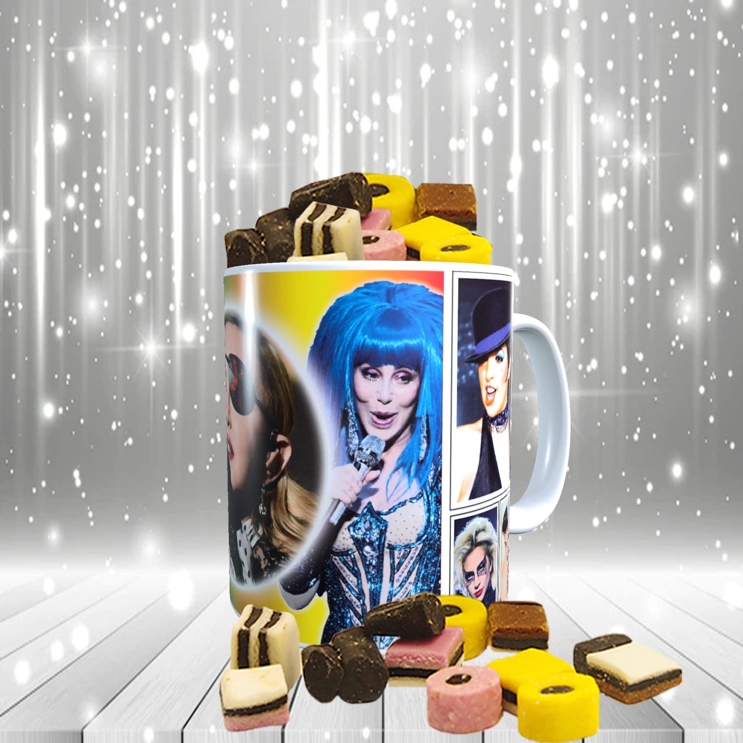 Diva Gay Pride Celebrity Icon Mug with Choice of Sweets Gift