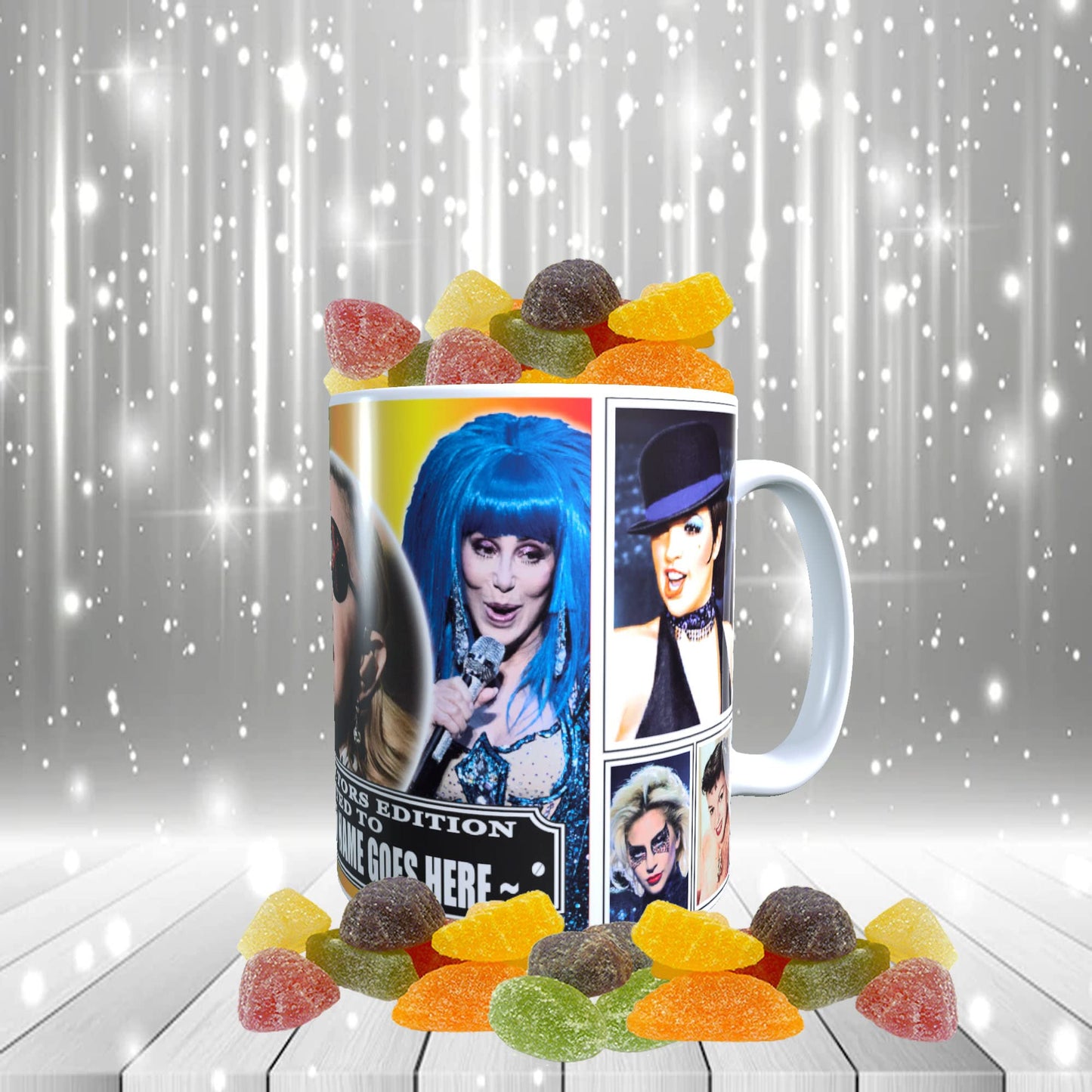 Diva Celebrity Icon Personalised Mug with Choice of Sweets Gift