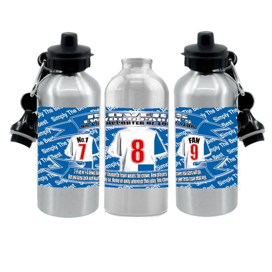 Blackburn Football Shirt Silver Aluminium Two Lid Unisex Water Bottle Gift