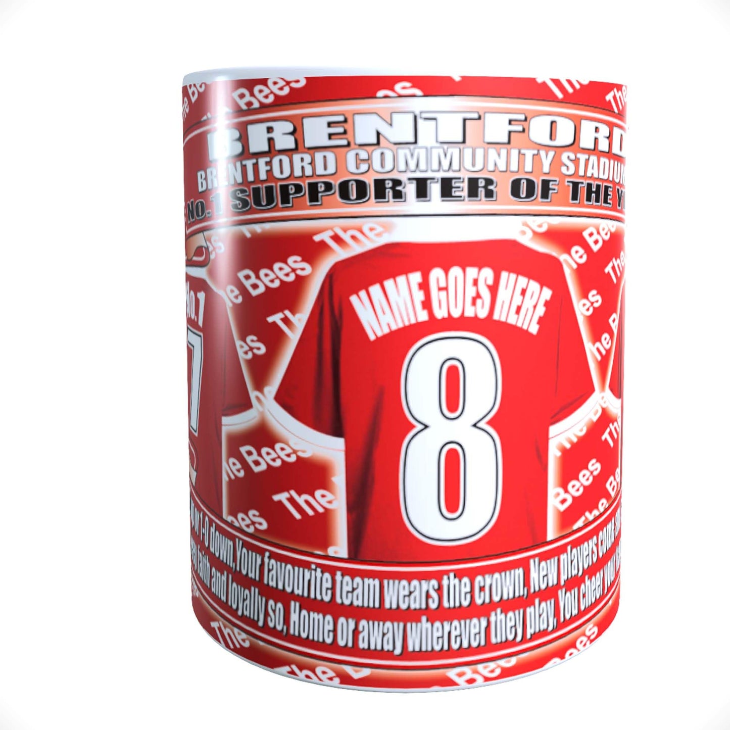 Brentford Personalised Football Team Shirt Mug Gift