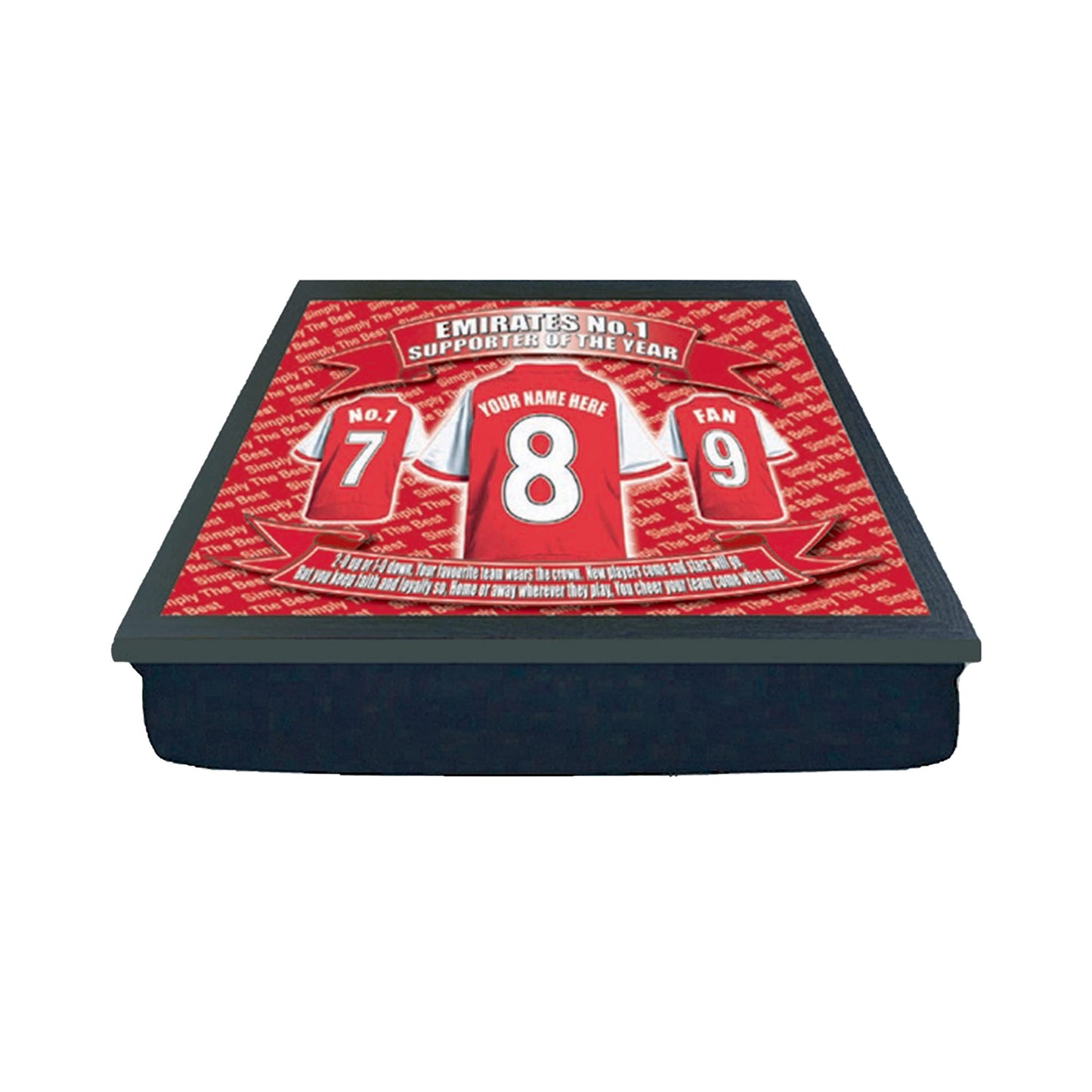 Gooners Football Shirt Personalised Lap Tray Gift, Multicoloured, M