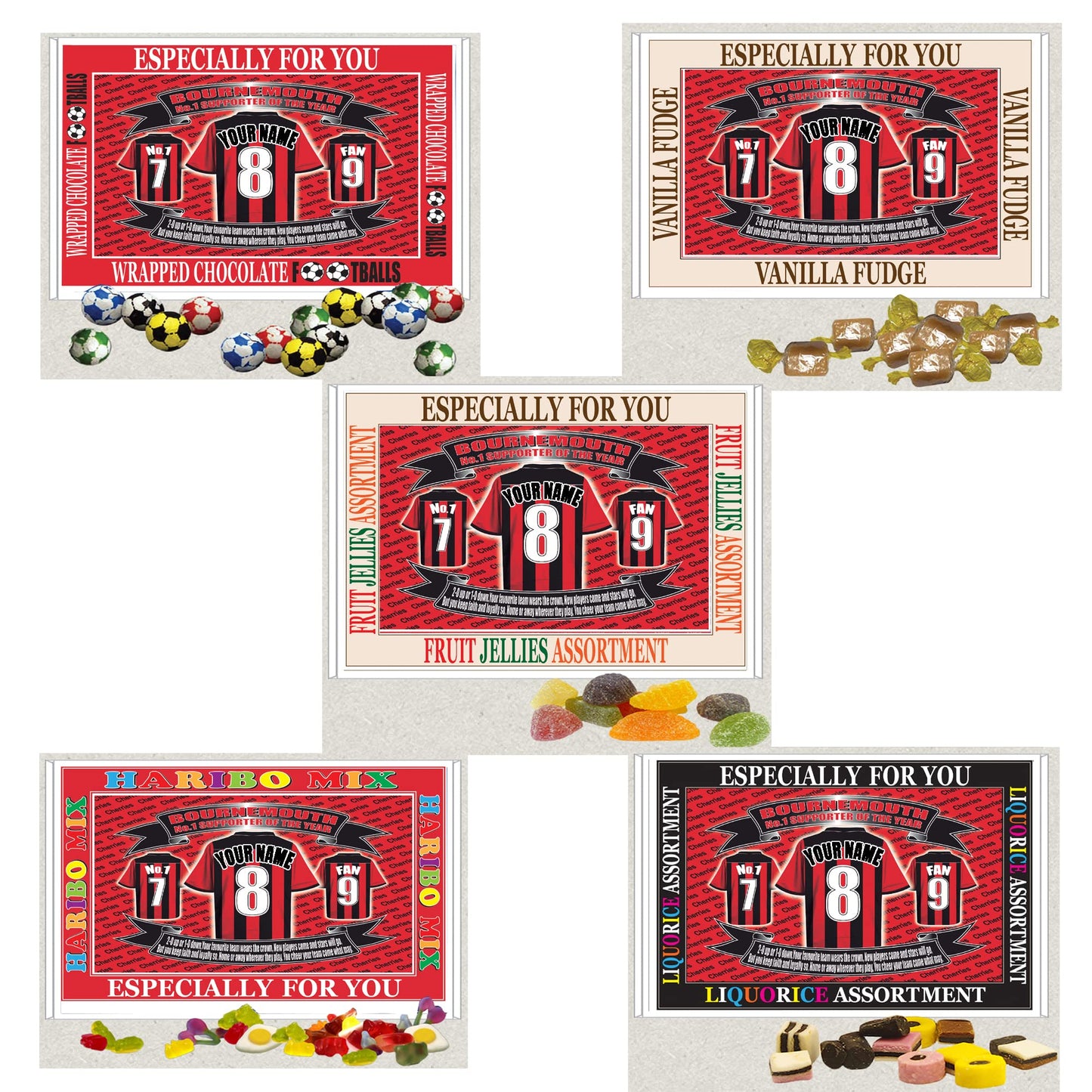 Bournemouth Personalised Football Shirt Gift Boxed Sweets