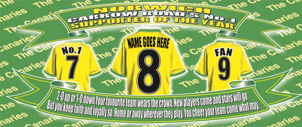 Norwich Personalised Football Shirt Silver Aluminium Two Lid Unisex Water Bottle Gift