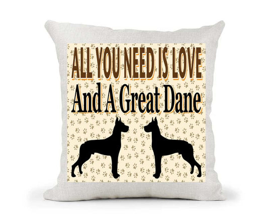 All You Need Is Love And A Great Dane Country Canvas Style Cushion Cover Gift
