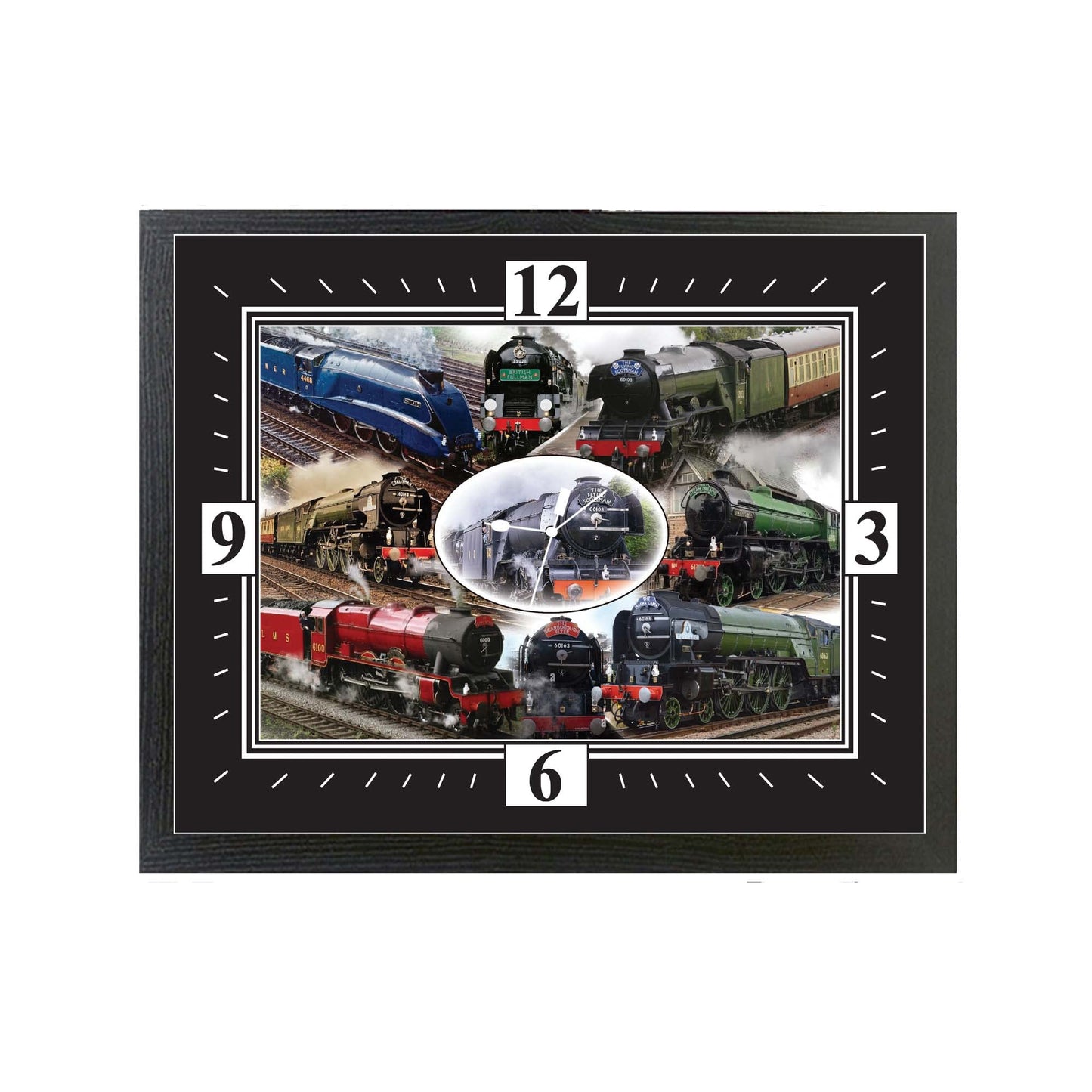 Classic Iconic Steam Locomotive Trains Framed Wall Clock Gift