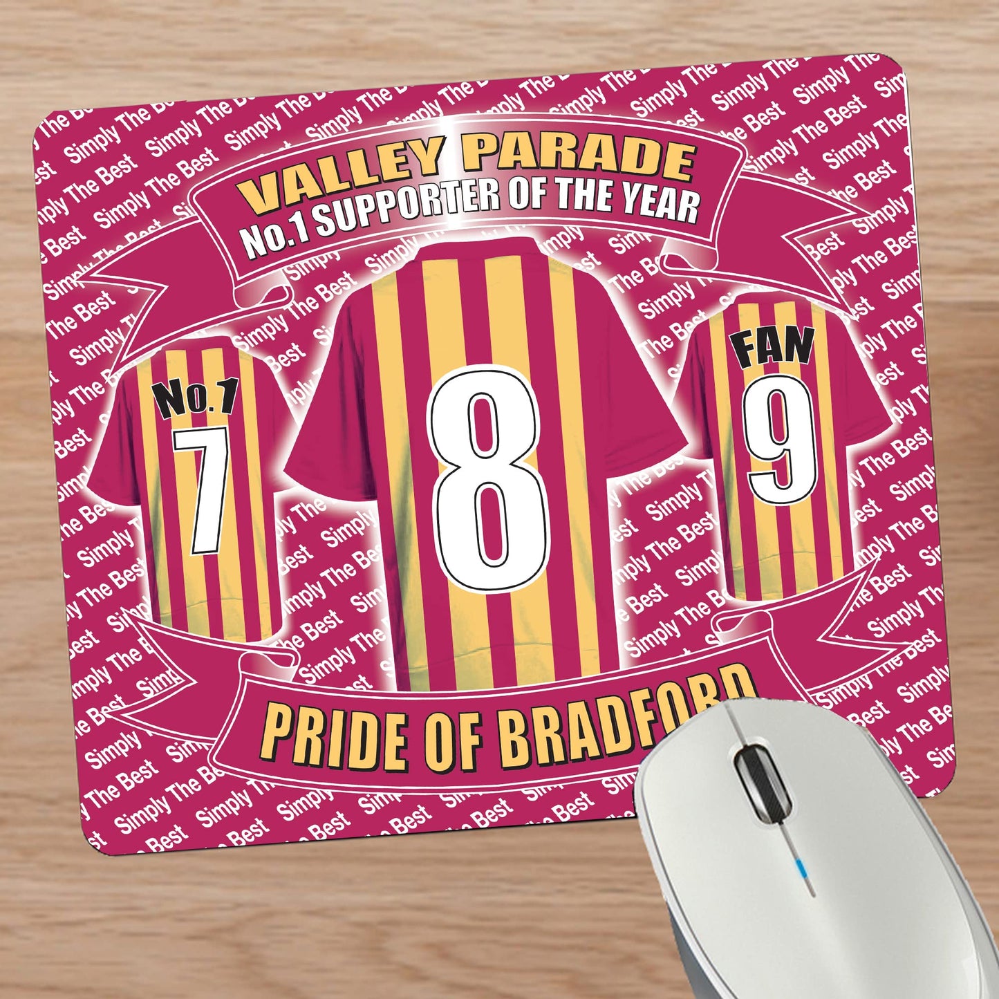 Bradford City Football Shirt Mouse Mat Gift