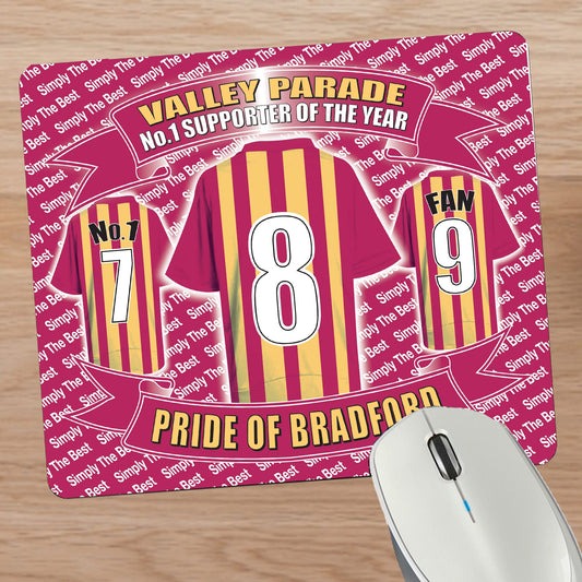 Bradford City Football Shirt Mouse Mat Gift