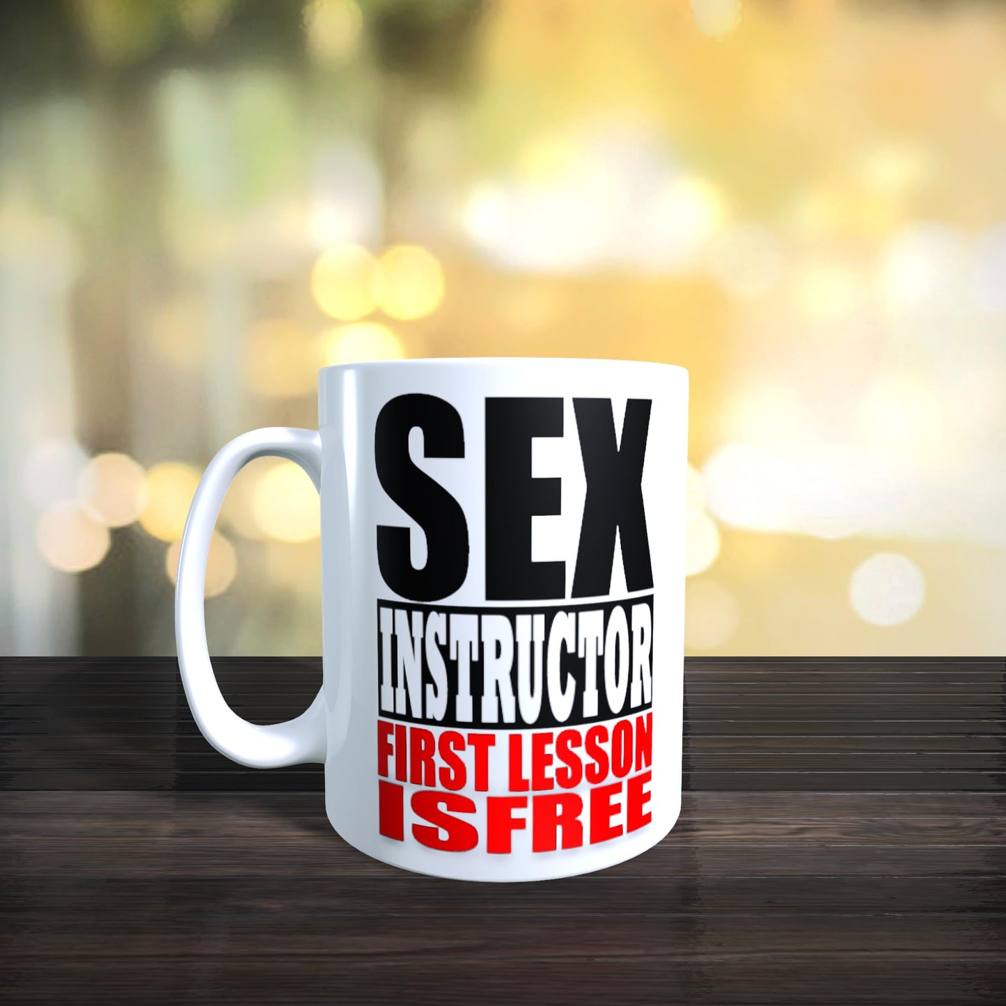 Sex Instructor First Lesson Free Funny Rude Novelty Slogan Mug Gift
