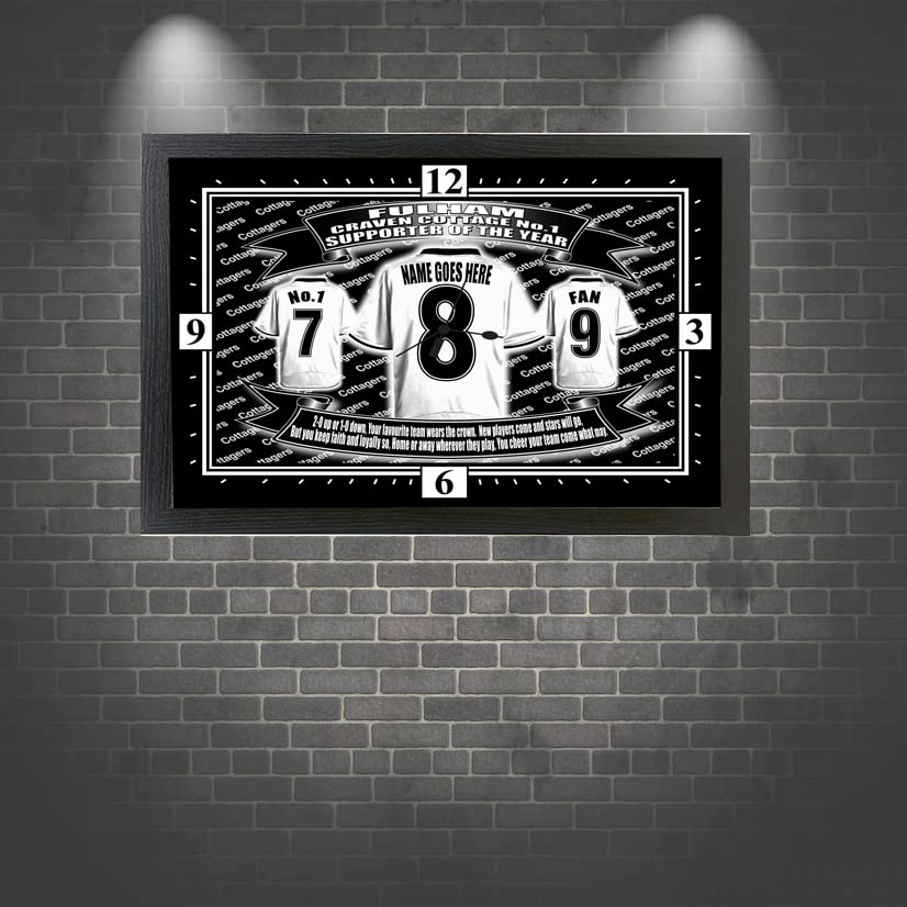 Fulham Football Shirt Personalised Clock Gift Present