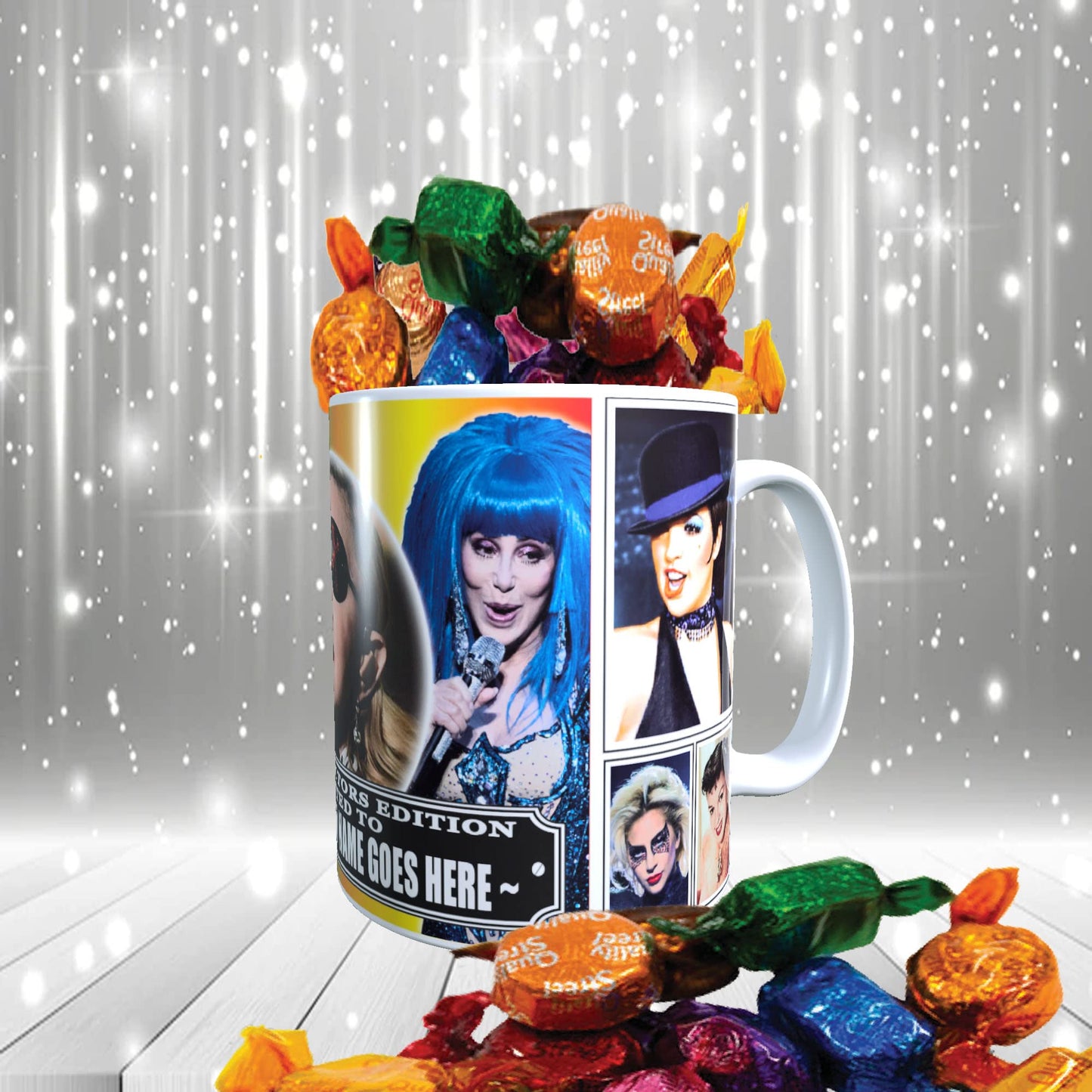 Diva Celebrity Icon Personalised Mug with Choice of Sweets Gift