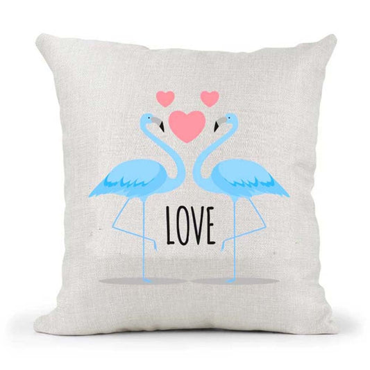 Cute Male Female Gay Straight Couple Flamingo Valentines Day Anniversary Personalised Country Canvas Cushion Cover Gift