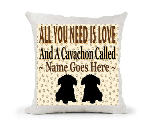 All You Need Is Love And A Personalised Cavachon Country Canvas Style Cushion Cover Gift