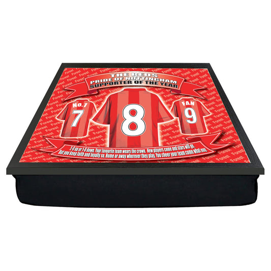 Notts Forest Red Football Shirt Lap Tray Gift - Cushioned Bottom - Perfect for Dinner or Work - Adult Size: 33cm x 45cm