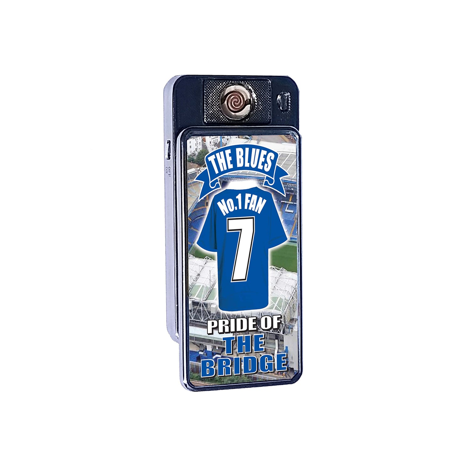 The Pensioners No.1 Fan Football Shirt Rechargeable Gift Boxed Silver Metal USB Lighter Team-Chelsea