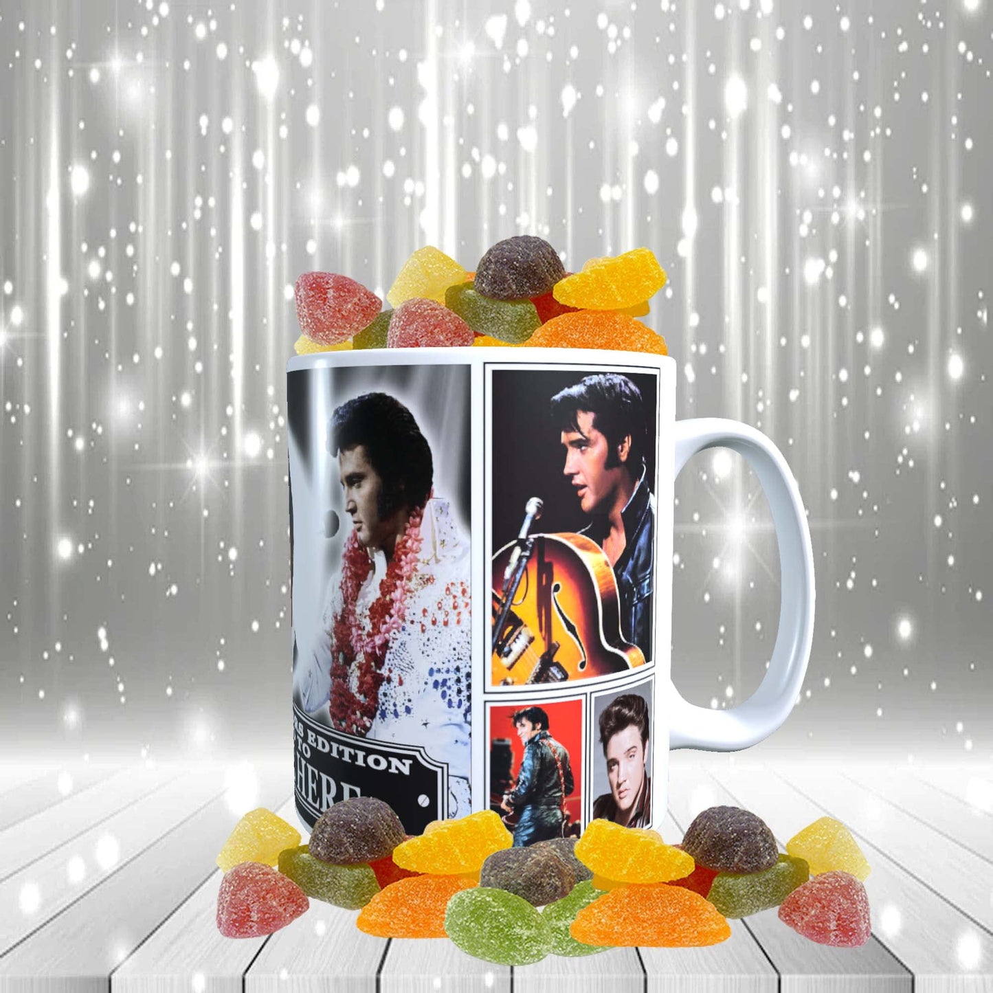 Presley King of Rock n Roll Personalised Music Icon Mug with Choice of Sweets Gift