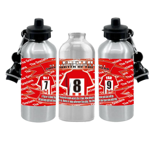 Exeter Football Shirt Silver Aluminium Two Lid Unisex Water Bottle Gift