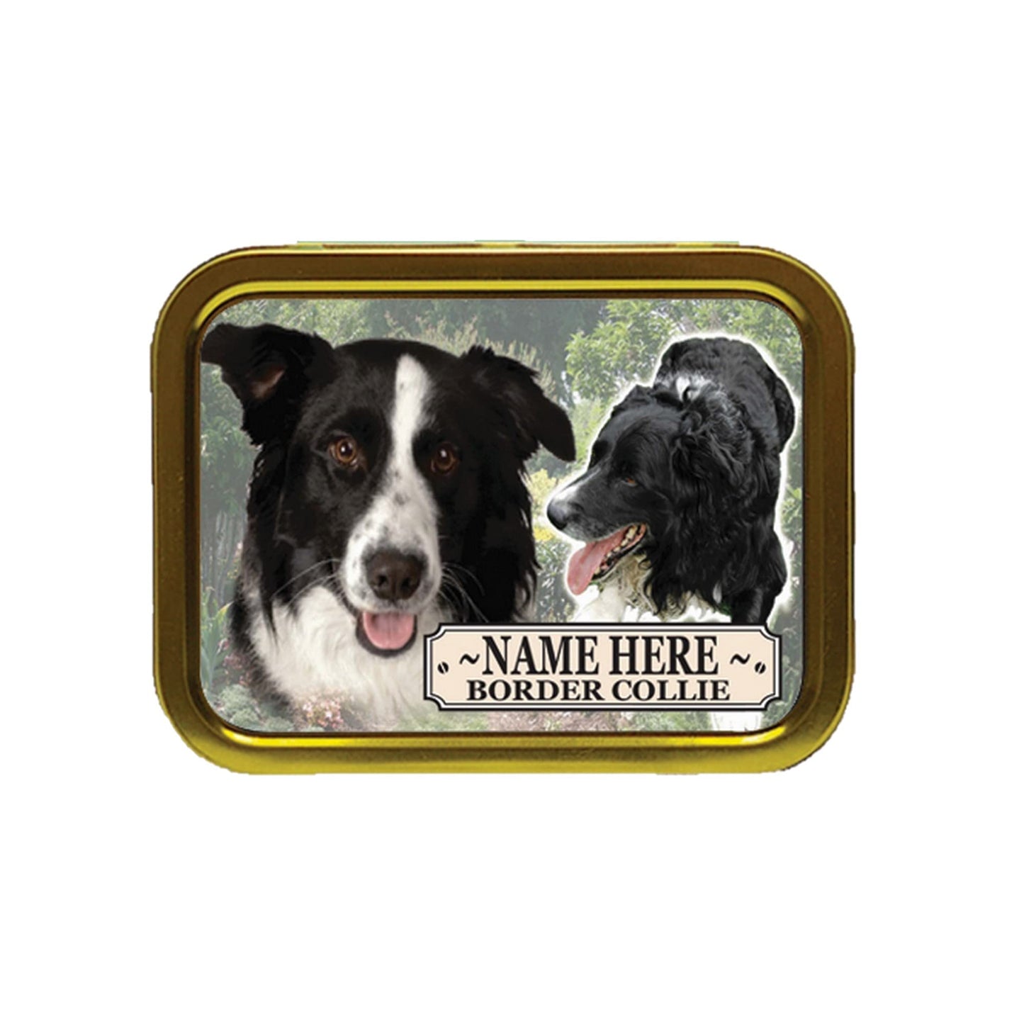 Border Collie Dog Breed Personalised Tobacco Tin & Products Gift Set