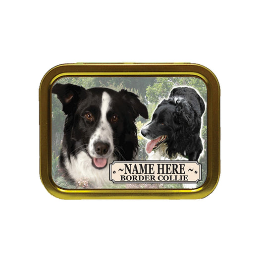 Border Collie Dog Breed Personalised Tobacco Tin & Products Gift Set