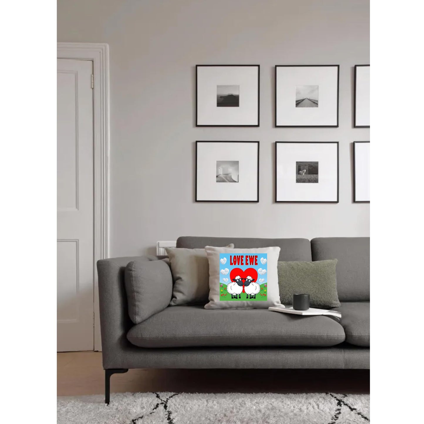 Love Ewe Male And Female Sheep Cute Country Canvas Style Cushion Cover Gift
