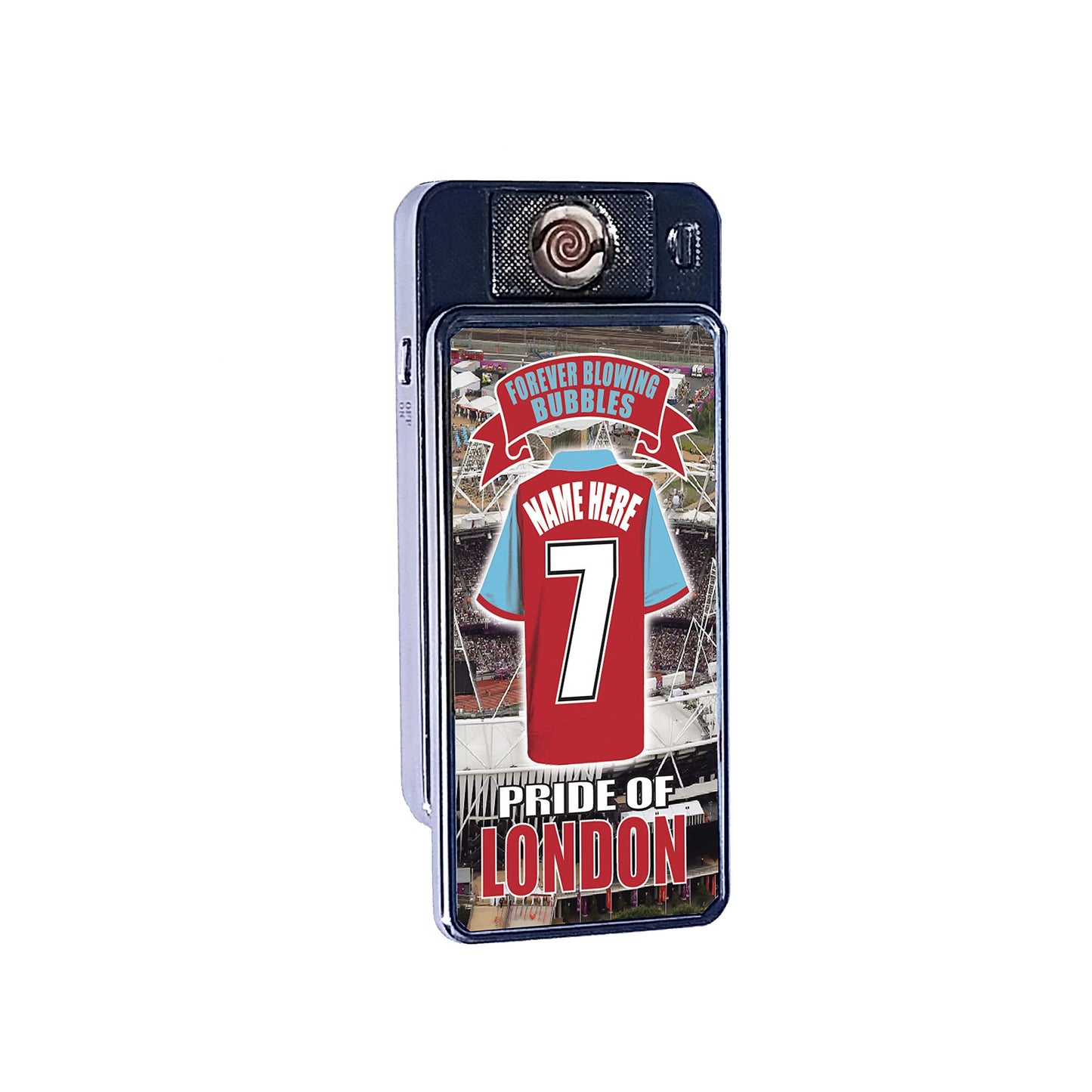 West H Utd Personalised Football Shirt Rechargeable Gift Boxed Silver Metal USB Lighter Team-West-Ham